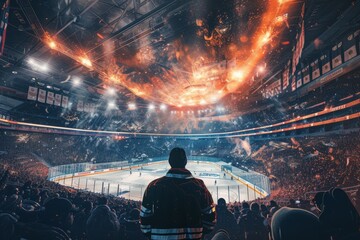 Hockey Stadium Filled With Fans at a Game - obrazy, fototapety, plakaty
