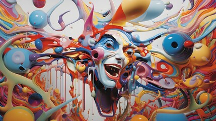 Fototapeta premium AI generated illustration of an artistic, monstrous figure in vibrant colors