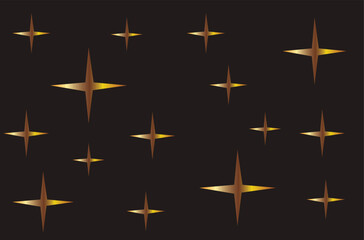 Abstract background with stars. Black, gold. Vector.