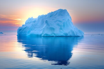 AI generated illustration of a vibrant blue iceberg gracefully floating in the water