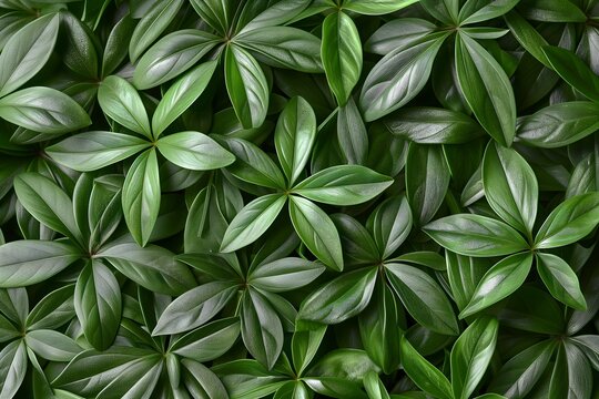 AI generated illustration of an overhead view of lush green foliage scattered on the ground © Wirestock