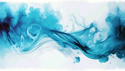 AI generated illustration of an abstract swirling blue smoke on the white background