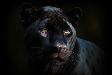 AI generated a black jaguar with yellow eyes