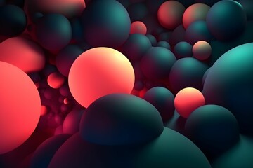 AI generated illustration of spherical shapes in an array of vibrant colors