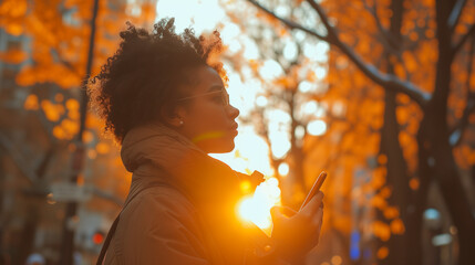 person in the forest n the sunset