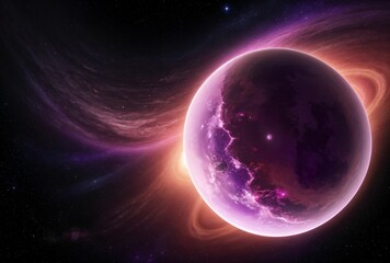 Obraz na płótnie Canvas Imaginary purple planets and nebulae