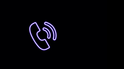 Neon telephone icon. call phone neon sign, modern glowing banner design. - obrazy, fototapety, plakaty