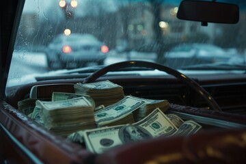 A Bunch of Money Sitting in the Back of a Car