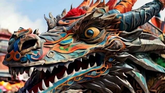 chinese paper mache dragon for their culture and lunar new year
