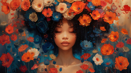 portrait of a woman with flowers