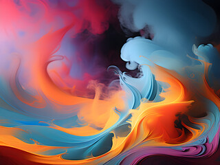 Mesmerizing Dance of Colors: Abstract Composition with Swirls of Wild, Vibrant Smoke Interlocking - Dynamic Artistry