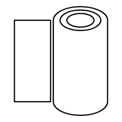 Roll paper towel disposable wrap wallpaper fabric tissue office equipment contour outline line icon black color vector illustration image thin flat style