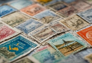 AI generated illustration of vintage postage stamps