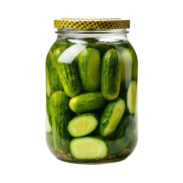cucumbers in jar transparent background, PNG