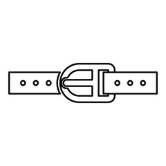 Pants belt leather strapping with buckle trouser contour outline line icon black color vector illustration image thin flat style