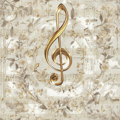 music clef note as background on a seamless tile, ai generated