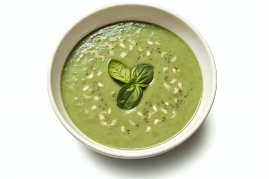 AI generated illustration of a spinach soup isolated on a white background