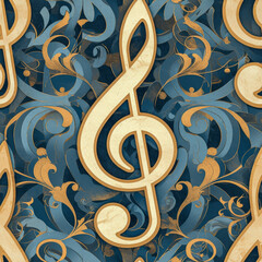 music clef note as background on a seamless tile, ai generated