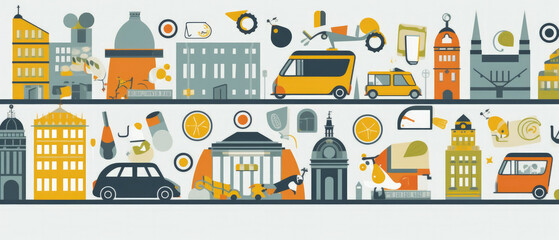 Naklejka premium Germany Famous Landmarks Skyline Silhouette Style, Colorful, Cityscape, Travel and Tourist Attraction