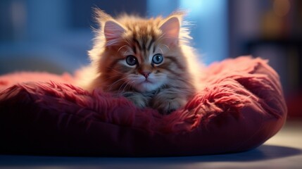Unperturbed kitty lounging on a plush surface.