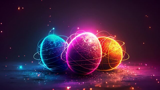 easter eggs glowing neon lights animation. Happy Easter Holiday concept. Beautiful Happy Easter Abstract Blue and Pink,orange Moving Easter Egg Shapes. Glowing Abstract Decorated Egg 
