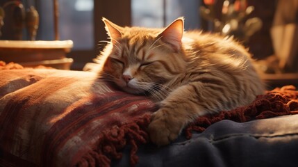 Untroubled cat lounging on a cozy cushion.