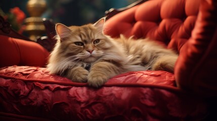 Untroubled cat lounging on a cozy cushion.