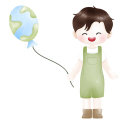 the boy with earth balloon