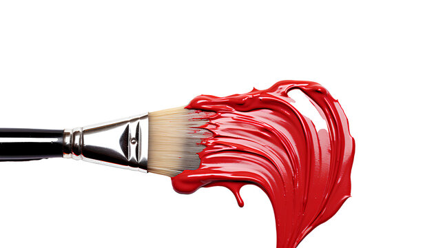 paint brush with red paint leaking png. red paint brush isolated. brush with red paint splatter on white background. red paint on a brush. red paint png. paintbrush png. brush and paint top view 