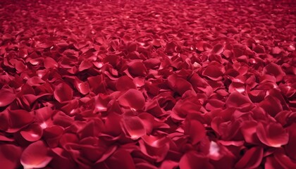 multitude of red rose petals macro