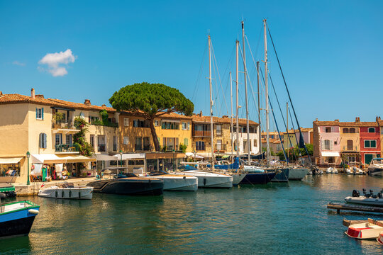 Yachts and boats at Port Grimaud in France.