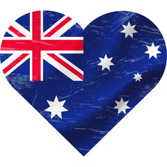 Australia flag in heart shape grunge vintage. Australian flag heart. Vector flag, symbol.