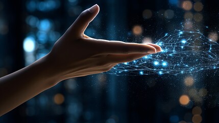 Woman hand touching The metaverse universe,Digital transformation conceptual for next generation technology era.