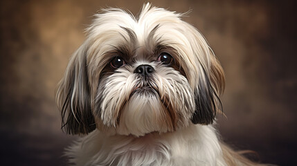 Shih Tzu with a fluffy mane and cute expression