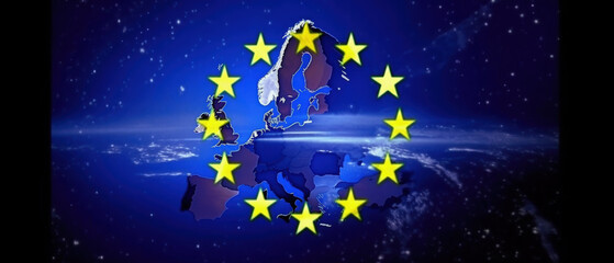 A flag with European Union symbol - 733111124