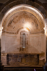 Fototapeta premium church of Santa María La Mayor, Romanesque, 12th century, Villacantid,.17th century wall paintings, Cantabria, Spain