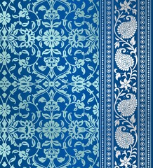 wedding card design, traditional paisley floral pattern , royal India	