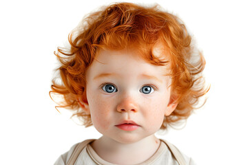 Naklejka premium Closeup cute red hair baby toddler isolated