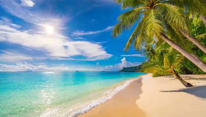 Foto op Canvas beautiful amazing beach tropical shore background as summer landscape white sand calm sea sky banner tranquil beach scene vacation and summer holiday concept dream sunny panoramic nature paradise © Richard