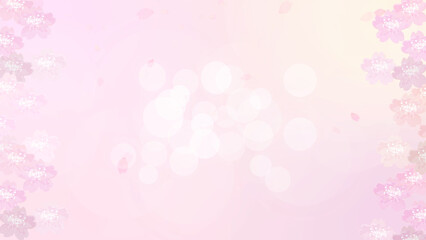 水彩の桜と玉ボケのピンク背景