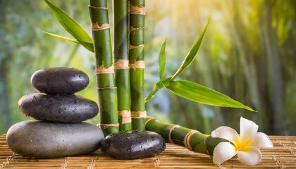 bamboo and stones in a wellness spa