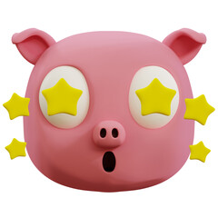 3d emoji of pig seeing super star