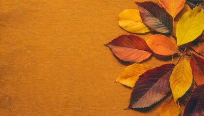 Naklejka na ściany i meble orange canvas background surface of fabric texture in autumn leaves color