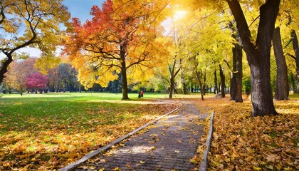 Fototapeta na wymiar beautiful autumn scenery in park