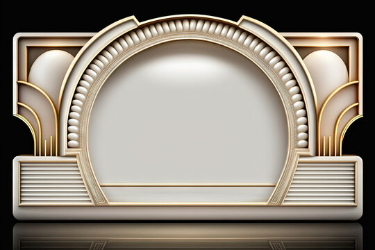 Golden art deco frame with ornament. Retro golden art deco or art nouveu frame in roaring 20s style. ,.