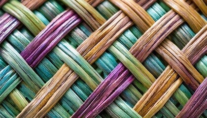 wicker basket weave close up in bright jewel tones seamless background - obrazy, fototapety, plakaty