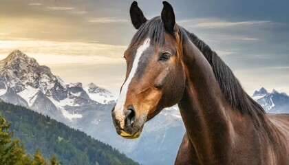 horse face shot isolated on transparent background