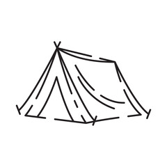 Camp icon on white background. Camping tent line icon vector