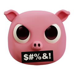 3d pig emoji saying rude