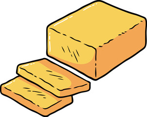 Vector Cartoon Hand Drawn Sliced Butter